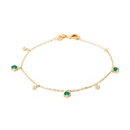 Bracelet Brillaxis plaqué or et oxydes de zirconium
vert et blanc