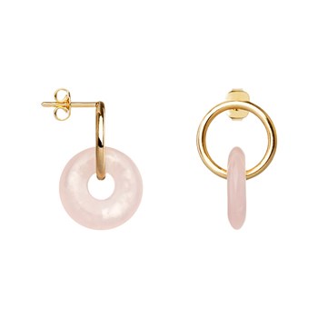 Boucles d'oreilles pendantes Saunier quartz rose