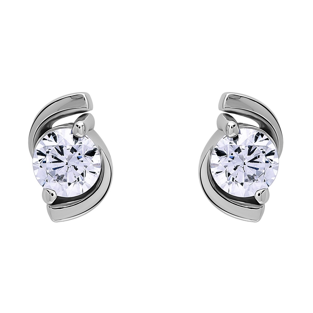 Boucles d'oreilles or blanc 18 carats oxydes