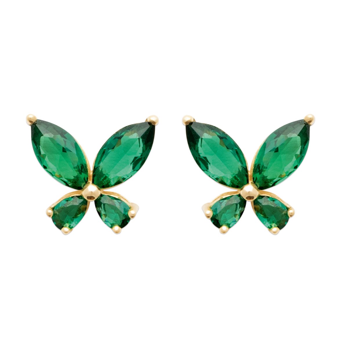 Puces d'oreilles Brillaxis papillons oxydes verts