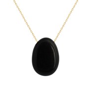 Collier pierre naturelle obsidienne noire Plaqué OR 750 3 microns