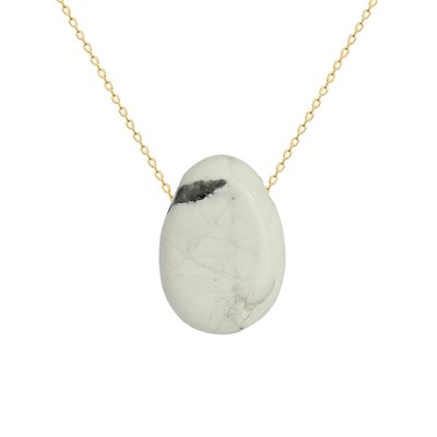 Pendentif Collier Pierre Naturelle Howlite Turquoise - 3 Pierres Roulées