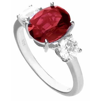 Rood en wit zirkonium ring in 925 sterling zilver