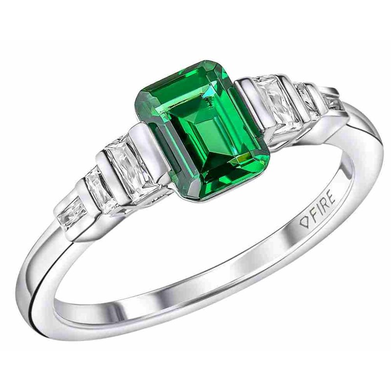 Bague zirconium vert et blanc en argent 925