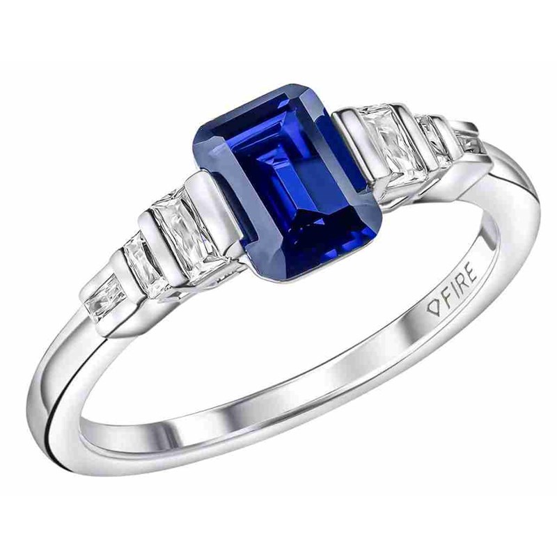 Bague zirconium bleu et blanc en argent 925