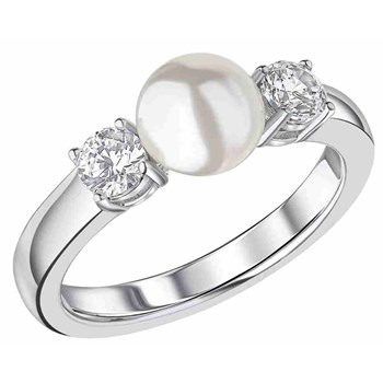 925 zilveren parel en zirkonium ring