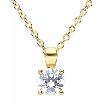 Collier zirconium plaqué or 24 carats en argent 925