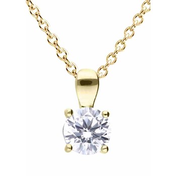 Collier zirconium plaqué or 24 carats en argent 925