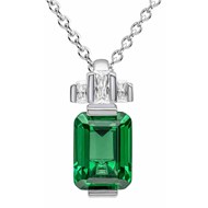 Collier zirconium vert et blanc en argent 925