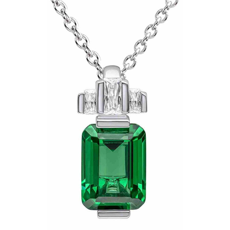 Collier zirconium vert et blanc en argent 925