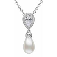 Collier perle et zirconium en argent 925