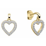 Boucle d'oreille coeur plaqué or 24 carats zirconium en argent 925
