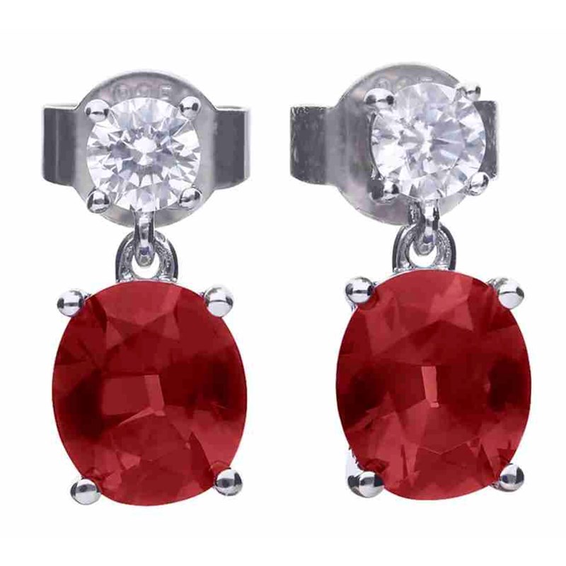 Boucle d'oreille zirconium rouge et blanc en argent 925