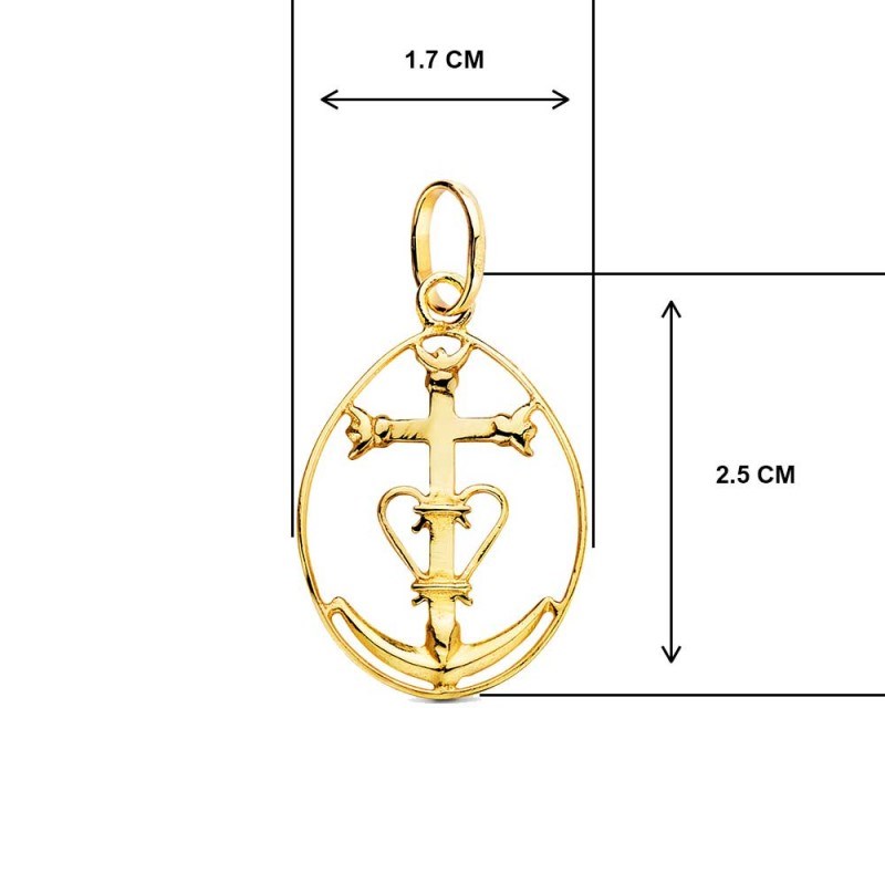 Collier - Médaille Croix Camarguaise Or Jaune - Chaine Dorée - vue 3