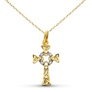 Collier - Médaille Croix Or Jaune - Croix Celtique - Chaine Dorée