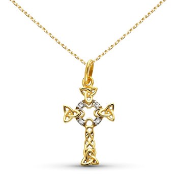 Collier - Médaille Croix Or Jaune - Croix Celtique - Chaine Dorée