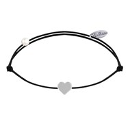 Bracelet Lien Argent 925 Mini Coeur - Noir