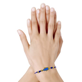 Doorschijnend Goud Messing Vis Schakel Armband - Blauw