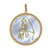 Pendentif Plaqué Or Médaille Ronde en Nacre Vierge à l'Enfant - vue V1