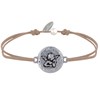 Bracelet Lien Médaille Ronde Martelée Laiton Argenté Ange Raphaël - Beige - vue V1