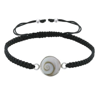 925 Sterling Zilveren Armband Gevlochten Schakel Saint Lucia Oog Rond - Zwart