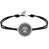 Bracelet Lien Médaille Ronde Laiton Argenté Coquillage - Noir - vue V1