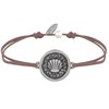 Bracelet Lien Médaille Ronde Laiton Argenté Coquillage - Marron clair - vue V1