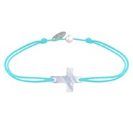 Bracelet Lien Petite Croix en Nacre - Turquoise