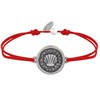 Bracelet Lien Médaille Ronde Laiton Argenté Coquillage - Rouge - vue V1