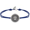 Bracelet Lien Médaille Ronde Laiton Argenté Coquillage - Bleu Navy - vue V1