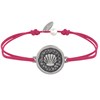 Bracelet Lien Médaille Ronde Laiton Argenté Coquillage - Fuchsia - vue V1