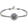 Bracelet Lien Médaille Ronde Martelée Laiton Argenté Ange Raphaël - Gris clair - vue V1