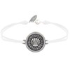 Bracelet Lien Médaille Ronde Laiton Argenté Coquillage - Blanc - vue V1