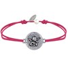 Bracelet Lien Médaille Ronde Martelée Laiton Argenté Ange Raphaël - Fuchsia - vue V1