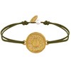 Bracelet Lien Médaille Ronde Laiton Doré Coquillage - Vert kaki - vue V1