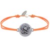 Bracelet Lien Médaille Ronde Martelée Laiton Argenté Ange Raphaël - Orange - vue V1