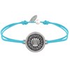 Bracelet Lien Médaille Ronde Laiton Argenté Coquillage - Turquoise - vue V1