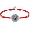 Bracelet Lien Médaille Ronde Martelée Laiton Argenté Ange Raphaël - Rouge - vue V1