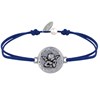 Bracelet Lien Médaille Ronde Martelée Laiton Argenté Ange Raphaël - Bleu Navy - vue V1