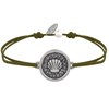 Bracelet Lien Médaille Ronde Laiton Argenté Coquillage - Vert kaki - vue V1