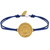 Bracelet Lien Médaille Ronde Laiton Doré Coquillage - Bleu Navy - vue V1