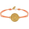 Bracelet Lien Médaille Ronde Laiton Doré Coquillage - Orange - vue V1