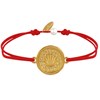 Bracelet Lien Médaille Ronde Laiton Doré Coquillage - Rouge - vue V1