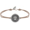 Bracelet Lien Médaille Ronde Laiton Argenté Coquillage - Beige - vue V1