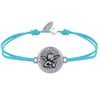 Bracelet Lien Médaille Ronde Martelée Laiton Argenté Ange Raphaël - Turquoise - vue V1