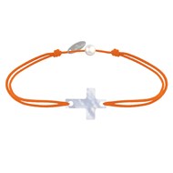 Bracelet Lien Petite Croix en Nacre - Orange