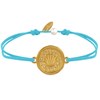 Bracelet Lien Médaille Ronde Laiton Doré Coquillage - Turquoise - vue V1