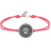 Bracelet Lien Médaille Ronde Laiton Argenté Coquillage - Rouge Fluo - vue V1