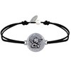 Bracelet Lien Médaille Ronde Martelée Laiton Argenté Ange Raphaël - Noir - vue V1