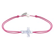 Bracelet Lien Petite Croix en Nacre - Fuchsia